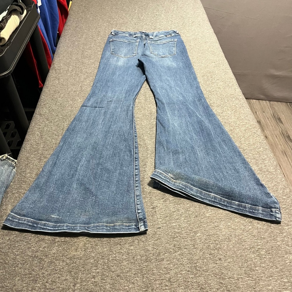 KanCan Women Blue Flare Bell Bottom Jeans High Rise Medium Wash 7/27 28x34